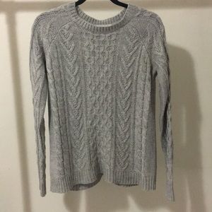 Gray Cable-Knit Sweater